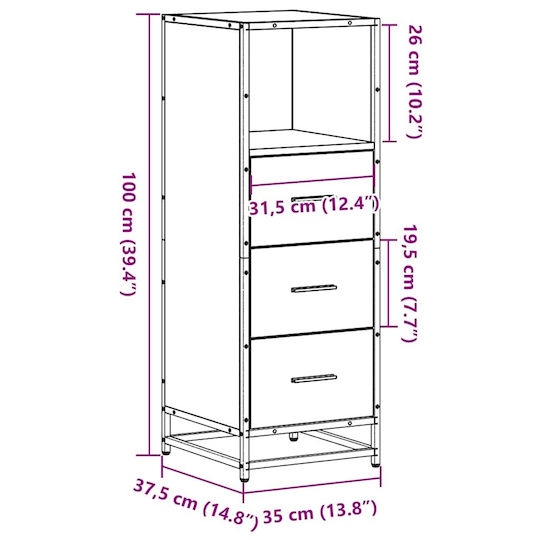 vidaXL Ντουλάπι Μπάνιου 35x37.5x100cm Sonoma