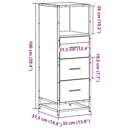 vidaXL Ντουλάπι Μπάνιου 35x37.5x100cm Δρυς