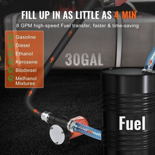 Vevor Fuel Transfer Pump 12v 8 Gpm 1/5 Hp Automatic Diesel Nozzle Fbbmg8gpm16h7quusv9