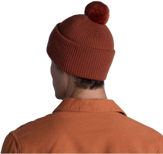 Tim Pom Pom Beanie Ανδρικός Σκούφος Πλεκτός σε Πορτοκαλί χρώμα