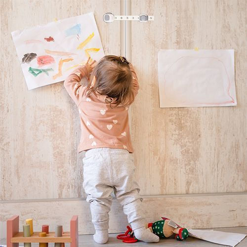 Babyono Cabinet & Drawer Lock with Sticker made of Plastic in White Color 24x24cm 2pcs