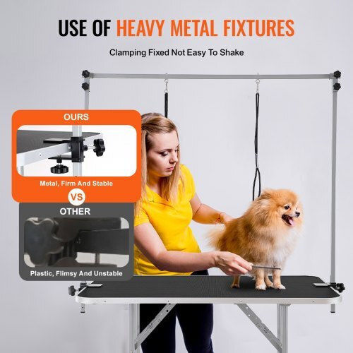 Vevor Folding Pet Grooming Table with Two Clamp Arms 117cm for Medium Small Dogs, 149.7kg Capacity Zdmrz46inch0i6658v0