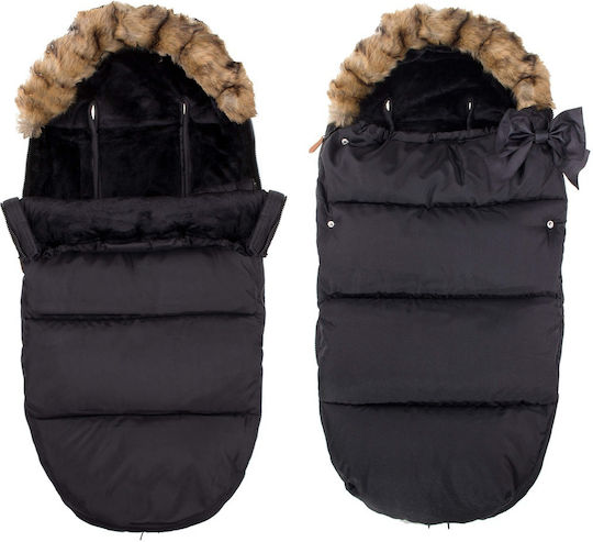 Universal Ποδόσακος Καροτσιού Αδιάβροχος Μαύρος με Fleece Επένδυση 90x45εκ.