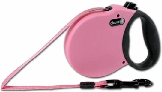 Alcott Foldable Dog Leash/Lead Strap Adventure Retractable with Small Tape 5m up to 20kg Pink in Black color 5m up to 20kg
