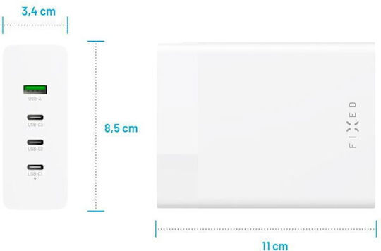 Fixed Charging Station 3xusb-c Usb Output Supporting Pd 3.0 200w White