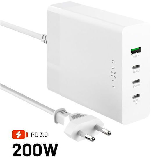 Fixed Charging Station 3xusb-c Usb Output Supporting Pd 3.0 200w White