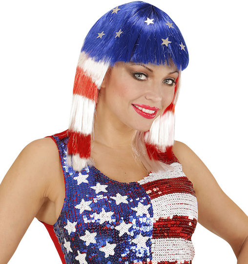 Miss America Αποκριάτικη Περούκα Ίσια Πολύχρωμη