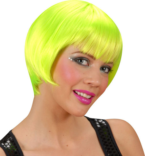 Αξεσουάρ Rave Wig Αποκριάτικη Περούκα Καρέ Κίτρινη