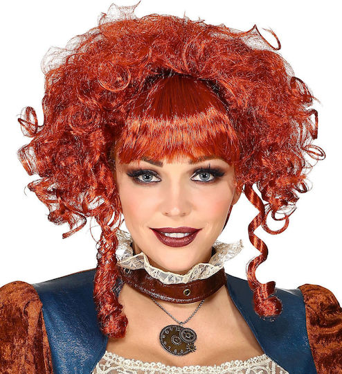 Victorian Steampunk Karnevalsperücke Afro Rot