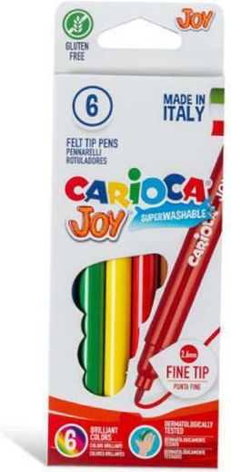 Carioca Joy Μαρκαδόροι Ζωγραφικής 2.6mm Λεπτοί, Πλενόμενοι Σετ 6 χρώματα