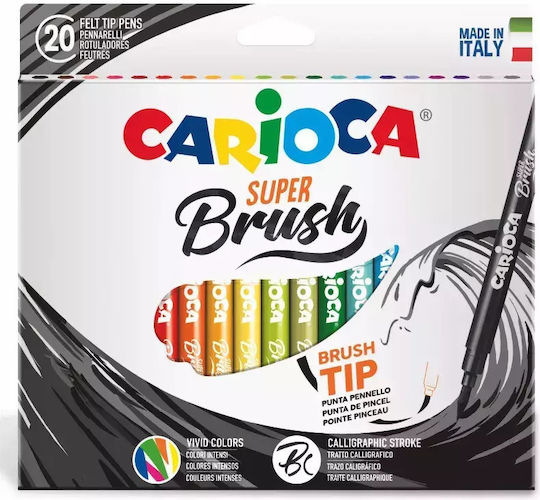 Carioca Super Brush Drawing Markers Thin Set 20 Colors 42968