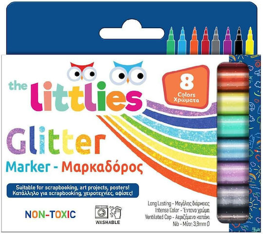 The Littlies Glitter Μαρκαδόροι Ζωγραφικής 3.8mm Λεπτοί, με Glitter Σετ 8 χρώματα