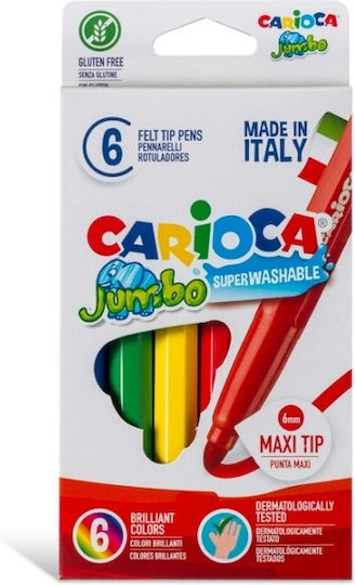 Carioca Jumbo Washable Drawing Markers 6mm Thick Set 6pcs