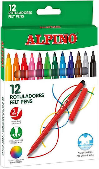 Alpino Μαρκαδόροι Ζωγραφικής 3mm Λεπτοί, Πλενόμενοι Σετ 12 χρώματα