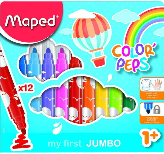 Maped Jungle Μαρκαδόροι Ζωγραφικής 5.9mm Πλενόμενοι Σετ 12 χρώματα