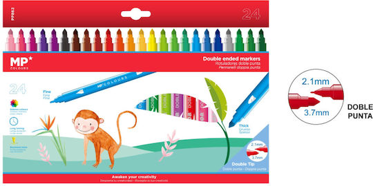 Madrid Papel Double Ended Markers Zeichenmarker 3.7mm Doppelseitig Set 24Stück
