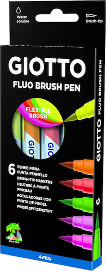 Giotto Turbo Soft Brush Fluo Markere de Desen Set 6buc