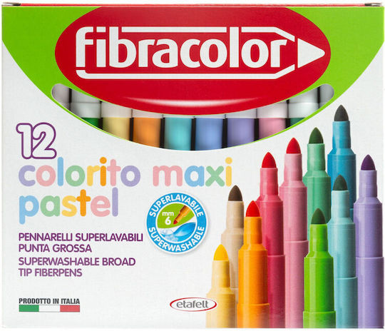 Fibracolor Colorito Maxi Pastel Перящи Маркери за рисуване Дебели Комплект 12бр 630SW012SCPA