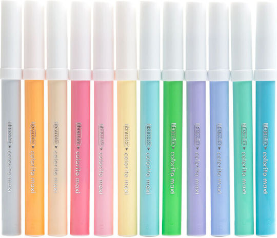 Fibracolor Colorito Maxi Pastel Washable Drawing Markers 6mm Thick Set 12pcs