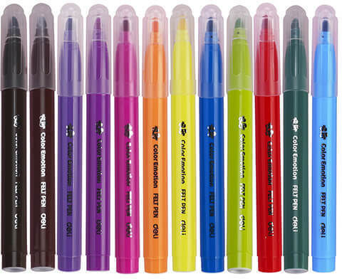 Deli Color Emotion Waschbare Zeichenmarker 6mm Dicke Set 12Stück