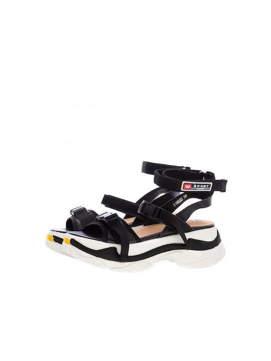 Favela Women's Flat Sandals Sporty Flatforms in Black Color