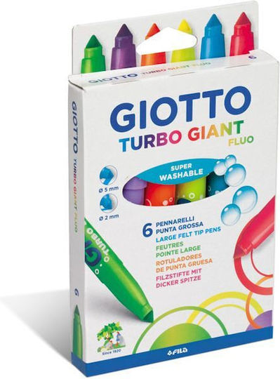 Giotto Turbo Giant Pastel Waschbare Zeichenmarker Dicke Set 6 Farben