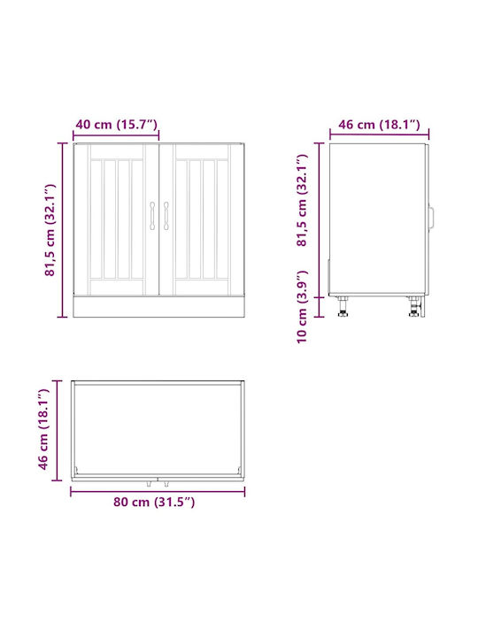 Lucca Ντουλάπι Νεροχύτη Μαύρο 80x46x81.5εκ.