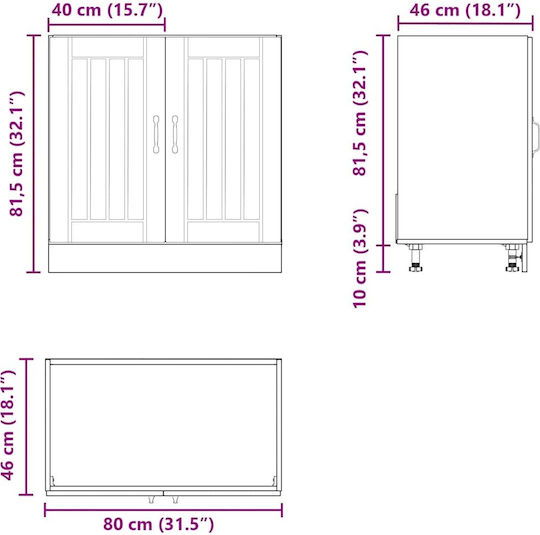 Lucca Sink Cabinet Brown Oak 80x46x81.5pcs