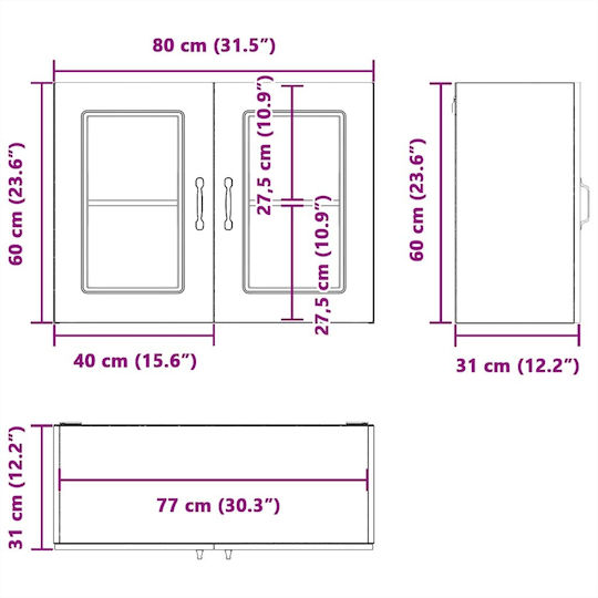 Kalmar Cabinet Wall White 80x31x60pcs
