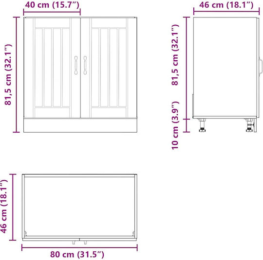 Lucca Ντουλάπι Νεροχύτη Sonoma Oak 80x46x81.5εκ.