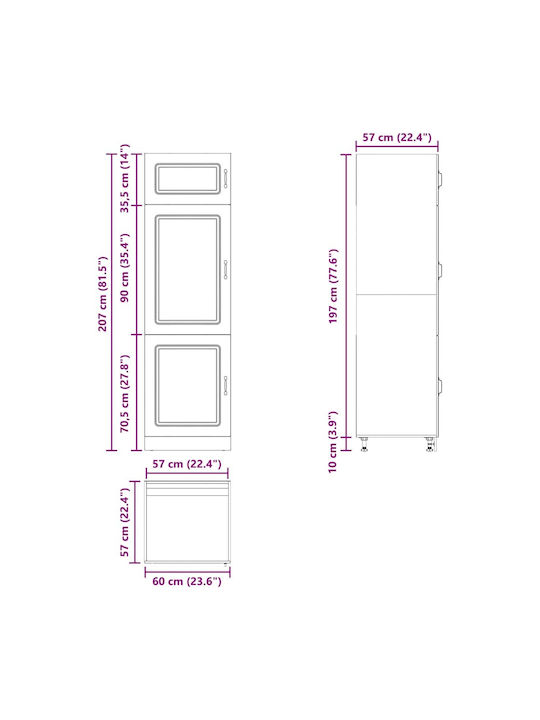 Kalmar Кухненска Колона Сив 60x57x207бр