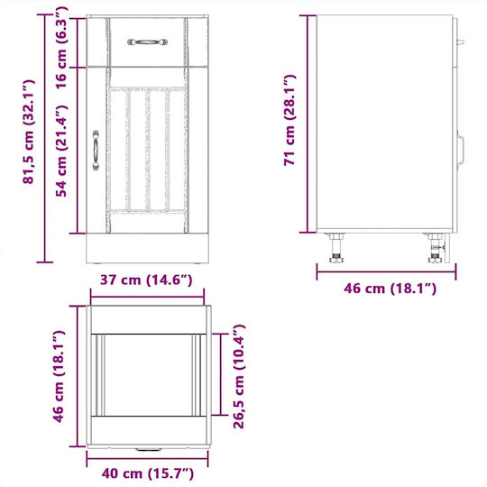 Lucca Ντουλάπι Νεροχύτη Καπνιστή Βελανιδιά 40x46x81.5εκ.