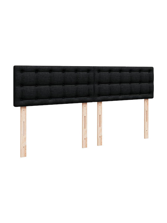 Double Bed Upholstered with Fabric Black with Slats & Mattress 160x200cm 3311638