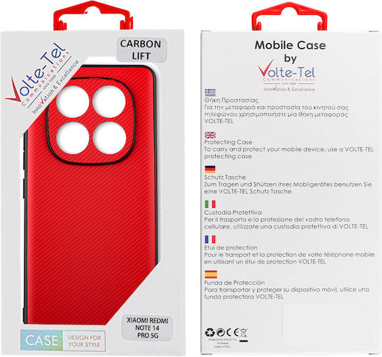 Volte-Tel Carbon Lift Задна корица Силикон Червен (Redmi Note 14 Pro)