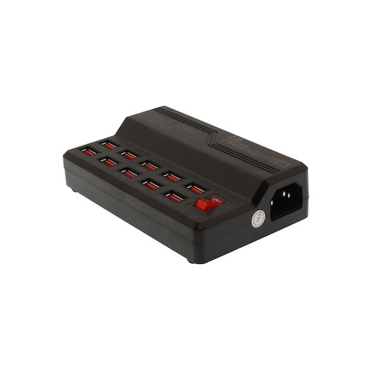 Andowl Charging Stand with 10 USB-A Ports 60W in Black color (Q-CD10P)