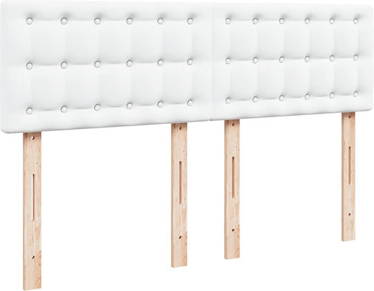 Doppelbett Mit Kunstleder Sauberes Weiß Mit Lattenrost & Matratze 140x200cm
