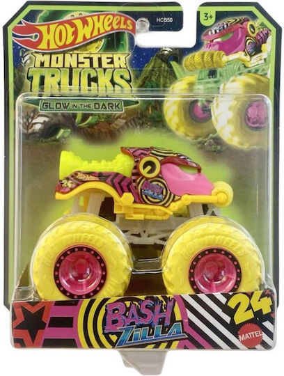 Hot Wheels Glow In Dark Toy Car Monster Truck Bash Zilla for 3++ Years