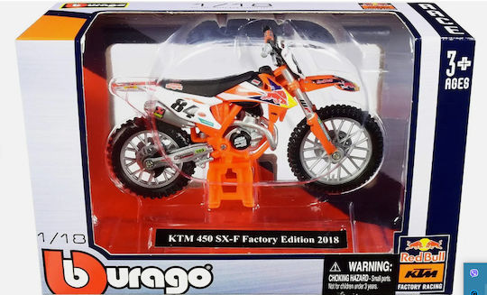 Bburago Motorcycle Red Bull KTM 450 SX-F Factory Edition 2018 1:18 for Ages 3+