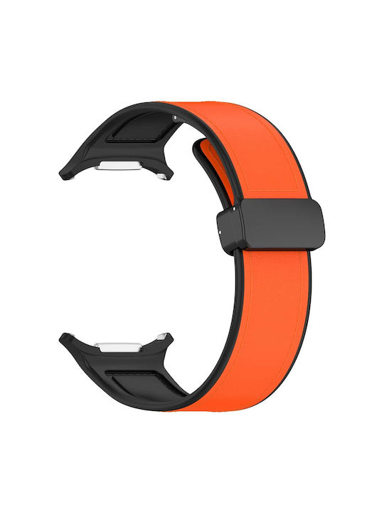 Curea din piele cu închidere magnetică pentru Samsung Galaxy Watch Ultra 47mm Portocaliu