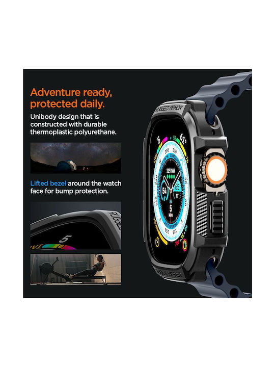 Spigen Rugged Armor Θήκη Σιλικόνης σε Μαύρο χρώμα για Apple Watch Ultra 49mm