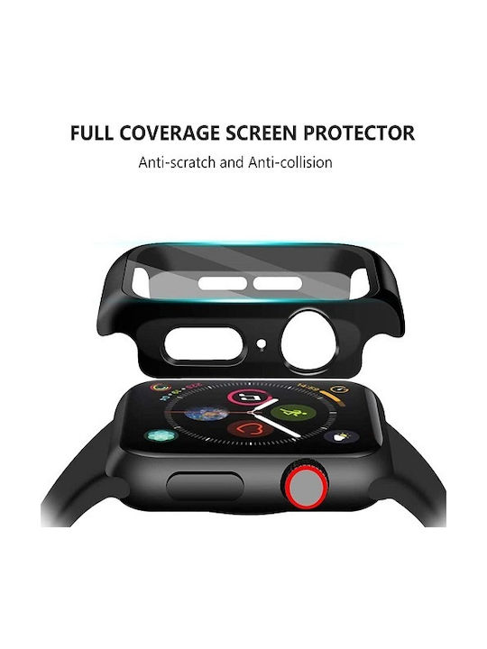 Пластмасов Калъф със Стъкло в Черен цвят за Apple Watch 45 мм