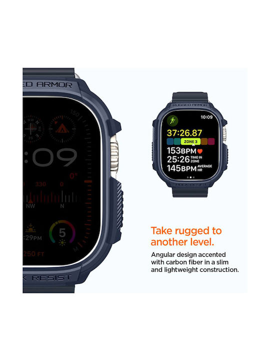 Spigen Rugged Armor Θήκη Σιλικόνης σε Μπλε χρώμα για το Apple Watch Ultra 1 / 2 (49 mm)