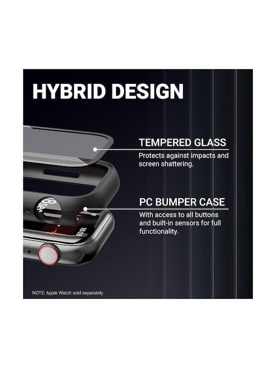 Crong Hybrid Plastikhülle mit Glas Carbon für Apple Watch 41mm