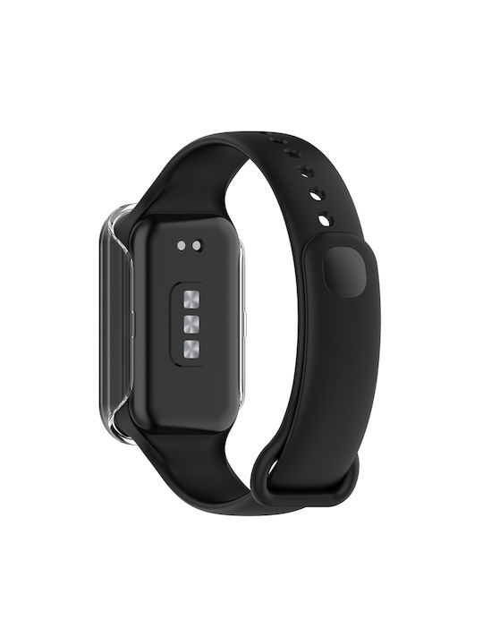 2 в 1 защитен калъф + закалено стъкло за Xiaomi Redmi Smart Band 2 Mi Band 8 Active прозрачен
