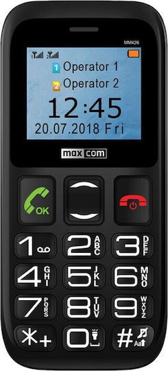 MaxCom MM426 SE Dual SIM Κινητό με Μεγάλα Κουμπιά (Ελληνικό Μενού) Μαύρο