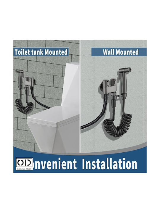 Adaptor cap de duș bideu vas de toaletă premium material aluminiu oțel inoxidabil furtun extensibil 140 cm gri oferte originale