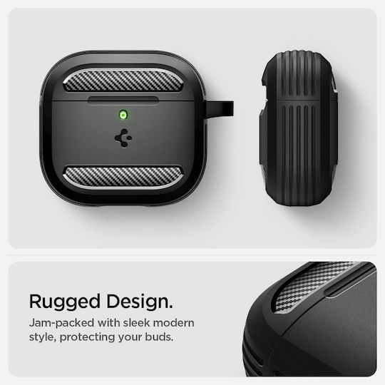 Spigen Rugged Armor Калъф с кука в Черен цвят за Apple AirPods 4