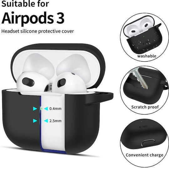 Tech-Protect Case Silicone with Hook in Black color for Apple AirPods 3