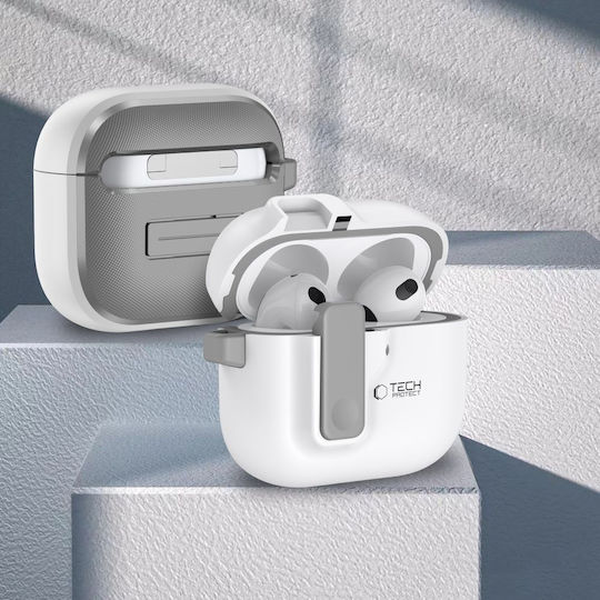 Tech-Protect Калъф с кука в Бял цвят за Apple AirPods 4