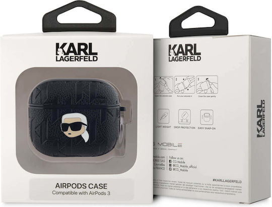 Karl Lagerfeld Karl Head Θήκη Δερμάτινη σε Μαύρο χρώμα για Apple AirPods 3